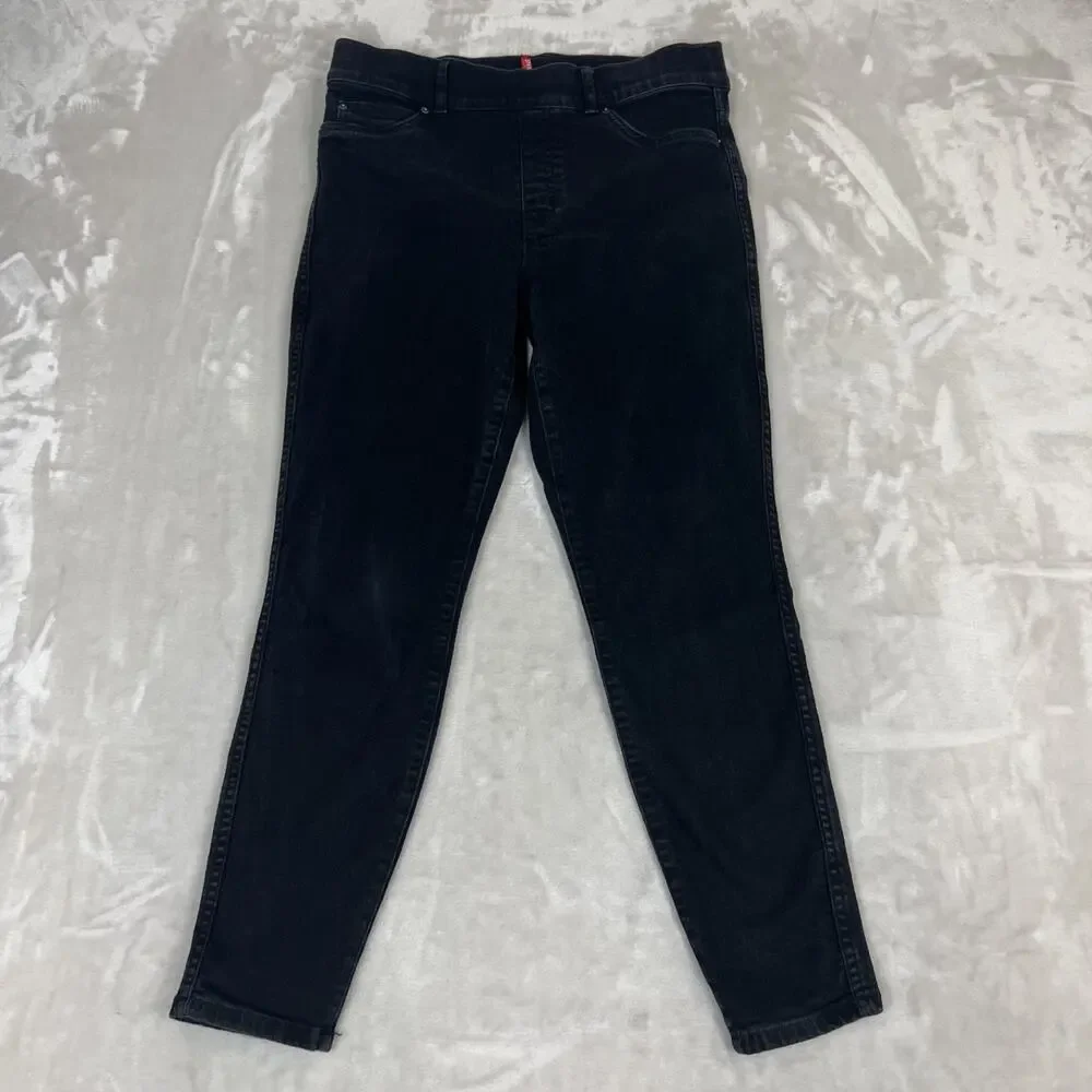 Spanx Jeans Womens Large Black Ankle Skinny Tummy Control Elastic Waist Pull On‎